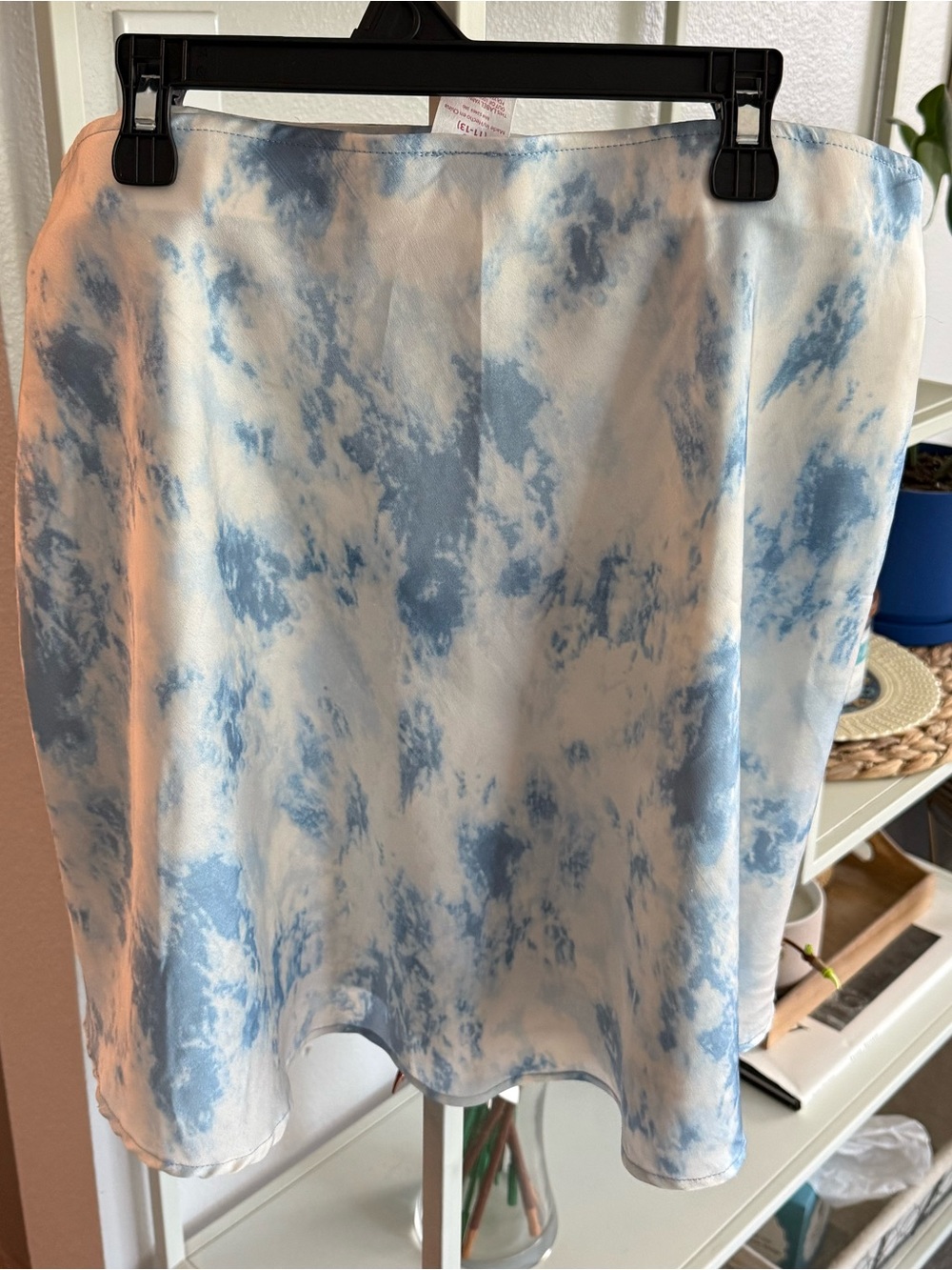 No Boundaries Light Blue and White Tie-Dye Mini Skirt